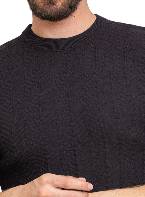 Black Design 1175Knit Rount T-Shirt - Khotwh